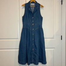 Reformation Ellison Sleeveless Denim Button Front Midi Dress 12