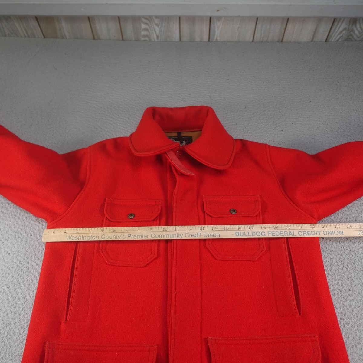 Vintage Woolrich Coat Mens 40 Red Wool Mackinaw Cruiser Cargo