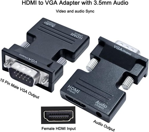HDMI to VGA Adapter Cable Converter | HD Input to VGA Output for PC TV Monitor ✅ - Picture 6 of 11