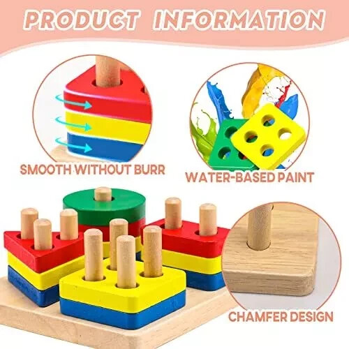 Montessori Toys for 1 2 3 Year Old Boys Girls, Sensory Toys for Toddlers 1-3, Wo - Picture 5 of 6