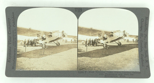 C1920s Northwest Airways Ford Tri-Motor Mail Plane Lindbergh Keystone Stereoview - Bild 2 von 3