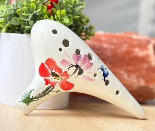 Ocarine Alto C Key Ocarina 12 Fori Ocarina in Ceramica Strumento Musicale Ocarina di qualità per Strumenti A Fiato in Legno Lucido Brillante