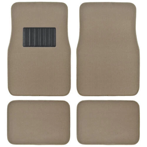 Fundas de asiento de auto suaves con alfombrillas delanteras y traseras diseño de almohadilla de talón negro beige Foto 4 de 4