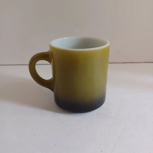 Vintage Green and Black Milk Glass Mug Mid Century