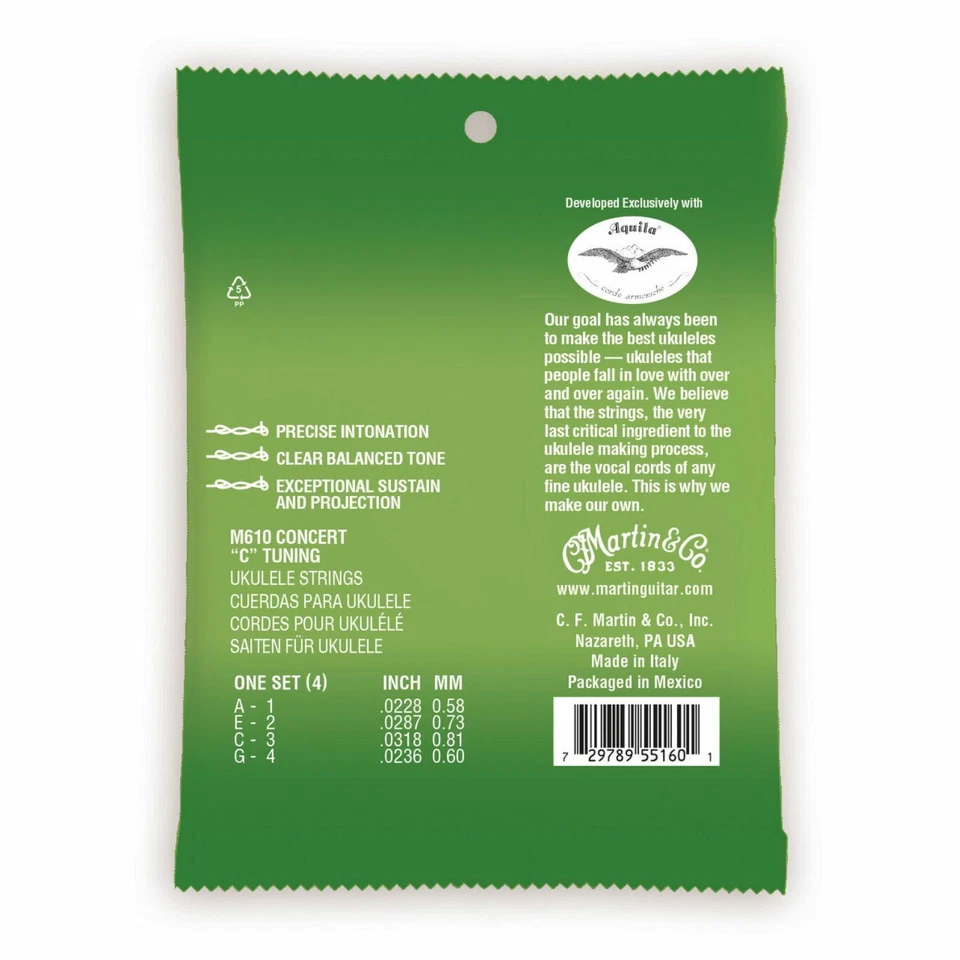 Cuerdas de ukelele de concierto Martin M610 Premium Polygut, .0228-.0236 Foto 2 de 2