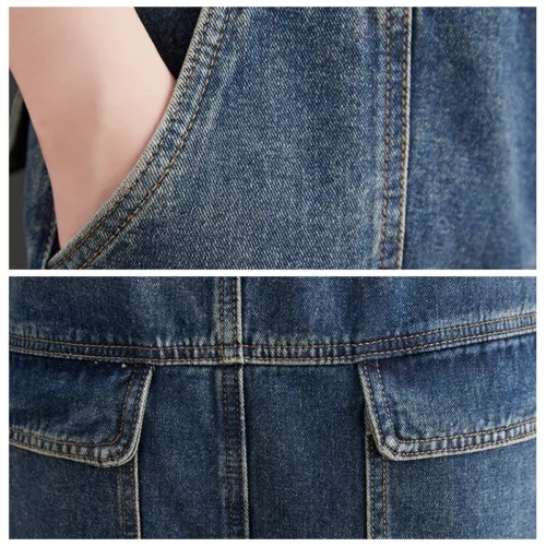 Damen Freizeit Denim Hose Latzhose Overall Enganliegende Jeans Knöchellang - Bild 6 von 9