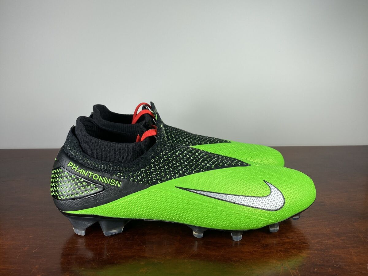 Men's Nike Phantom VSN 2 Elite DF FG Black/Green Soccer Men's Nike Phantom VSN 2 Elite DF FG Black/Green Soccer
