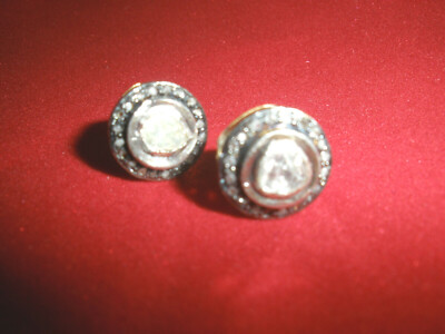 ATEMBERAUBENDE SAUBERE ANTIKE DIAMANT-OHRSTECKER 1 KARAT OLD MINE ROSENSCHLIFF 14 K