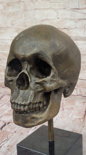 Bronze Skull Head Sculpture Statue Figure Skeleton All Metal Magic Fantasy Sale - Picture 9 of 10