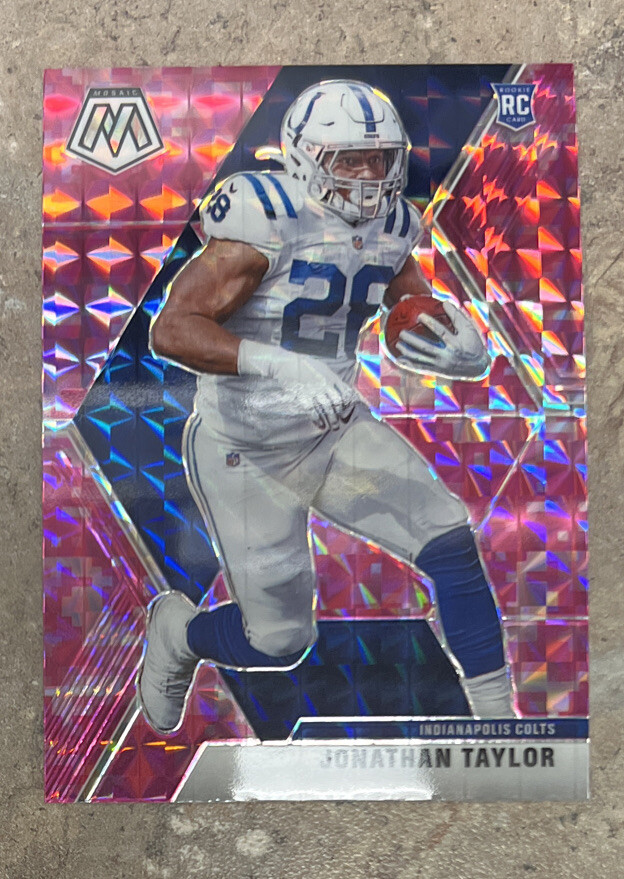 2020 NFL Mosaic Jonathan Taylor Pink Camo Prizm Rookie RC #216 Colts