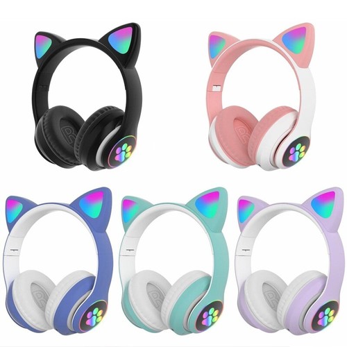 CUFFIE BLUETOOTH WIRELESS GAMING AURICOLARE LED ORECCHIE GATTO IPHONE  SMARTPHONE | eBay