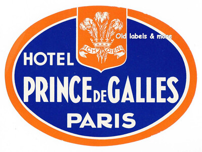 x1795 Hotel Prince de Galles PARIS luggage label Kofferaufkleber