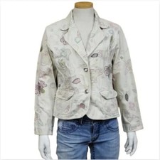 Chico's Womens Embroidered Floral Print Fitted Blazer Jacket Chico's Size 1