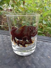 Beer Cocktail Liquor Glass ~ RHINOCEROS ~ Mother and Calf in Meadow of Africa