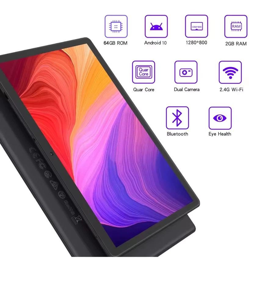 DT10 Portable 10.1-inch Android Tablets 2GB+32GB Dual Camera  WiFi GPS-Dark Grey - Image 3 of 4