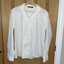 Oska Ischiko blouse size 12 White Shirt Button Up Winged Up Long Sleeve Cotton