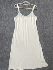 Vintage 80s Vanity Fair Midi Slip Dress Fairy Coquette Lace White Womens M