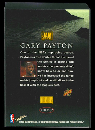 Gary Payton 1997-98 SkyBox Premium #9 JP Jam Pack - Picture 2 of 2
