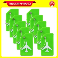 10 Pack Silicone Luggage Tag for Suitcases with Stainless Lo op, TSA Approved,