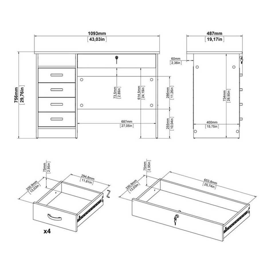 Tvilum Walden Desk with 5 Drawers in Oak Structure - Image 2 of 4