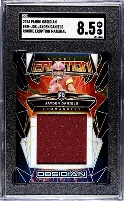 2024 Obsidian Jayden Daniels Rookie Eruption Patch (JD5, MEM)Black