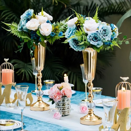 Golden Flower Vase Iron Flower Stand Fashion Metal Vases Home - Picture 8 of 18