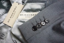 Burberry London Light Gray Pinstriped Wool 2 Pc Suit Jacket Pants 38R BRAND NEW
