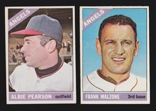 2 ANGELS LOT 1966 TOPPS #152 FRANK MALZONE #83 ALBIE PEARSON VGEX NO CREASES