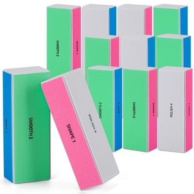 12 Pieces 4 Way Nail Buffer Block, Nail Shine Buffers Blocks Files for Natura...