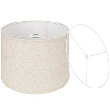 Drum Lamp Shade 13x13x10 Inch Beige Natural Linen Spider UNO Fitter Table