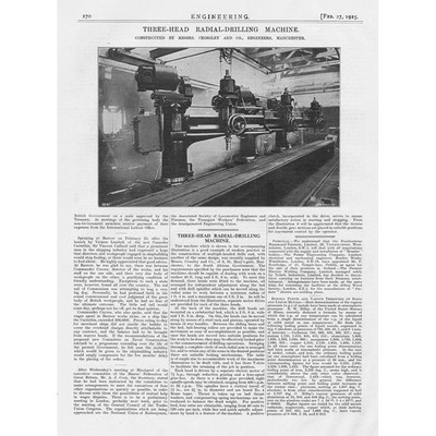Crossley & Co Dreikopf Radialbohrmaschine x Vintage Print 1925