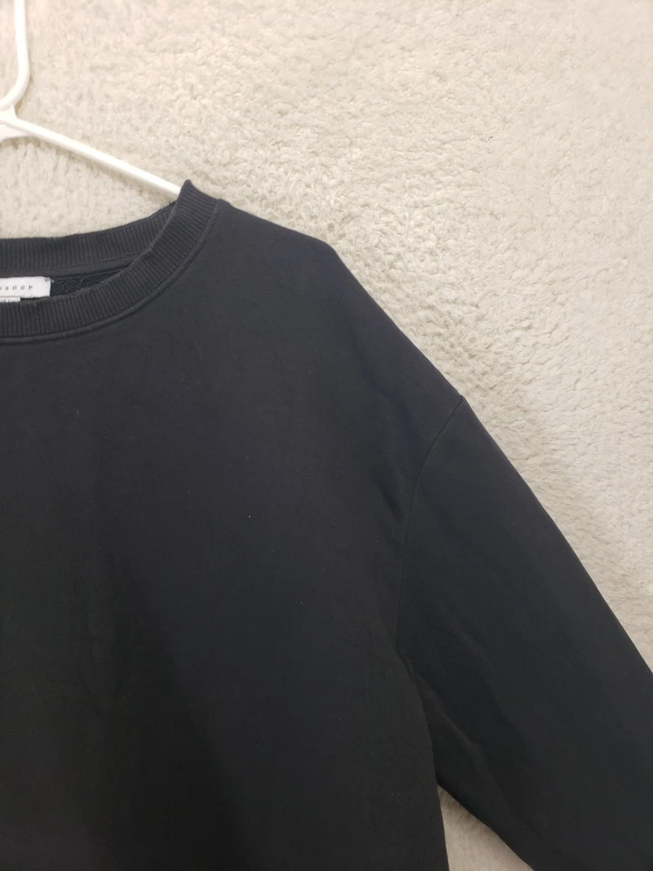 Moletom feminino Topshop 12 preto mistura de algodão manga longa pulôver regular - Imagem 3 de 4