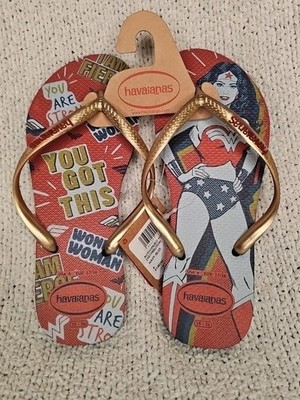 Havaianas Men s Size 6 US Marvel WONDER WOMAN Flip Flops Beach Sandals Thongs 