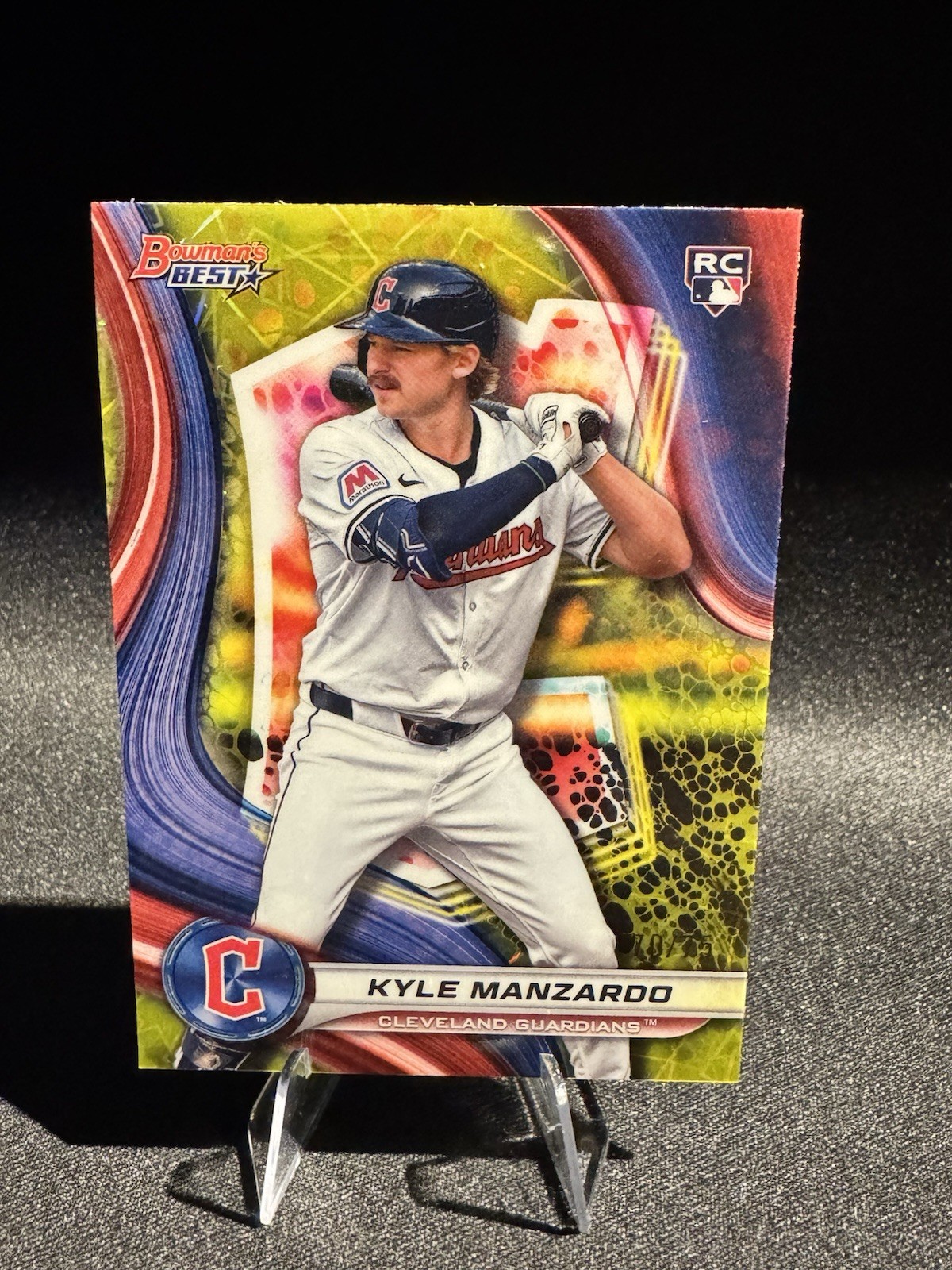 2024 Bowman's Best - Kyle Manzardo #22 Yellow Lazer Refractor /75 (RC)