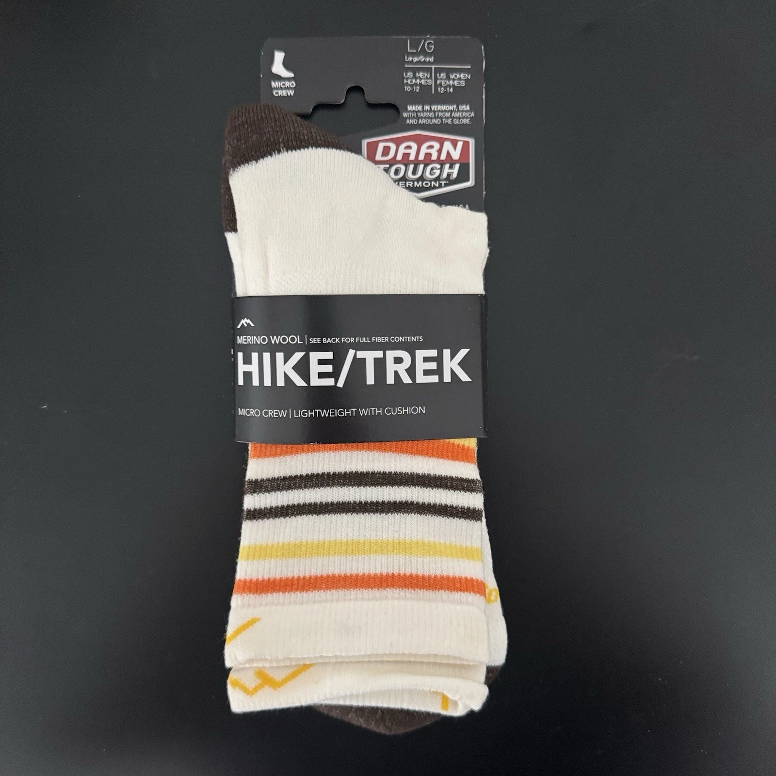 DARN TOUGH MEN'S WHITE Fastpack Micro Crew Lightweight Hiking Sock Wool USA
