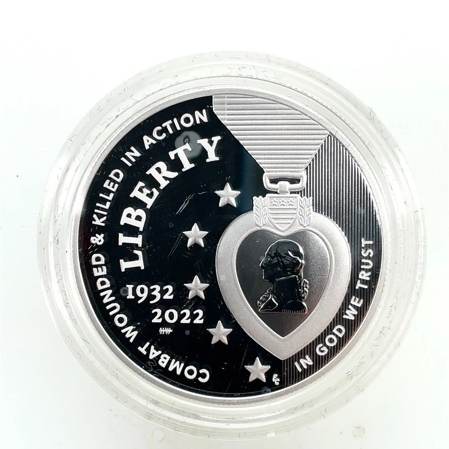 2022-W Purple Heart Hall of Honor $1 Silver Proof Dollar in Capsule no Box / Coa - Image 4 of 4