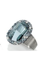 NEW BRIGHTON CONTESSA MULTI-BLUE HUED SWAROVSKI CRYSTAL/SILVER RING SZ 7