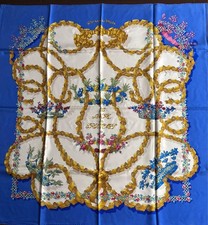 HERMES Carre 90 Le Sacre du Printemps Silk Blue Scarf Women Auth