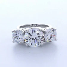 3-Stone Engagement Ring Classic 14K Gold 6.45 CT Round Lab-Grown Diamond F SI1