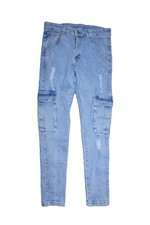 Men's Light Wash Distressed Slim Fit Cargo Jeans Size 30 Denim