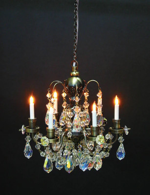 6 Arm Crystal Chandelier Nostalgia Color 1'' Scale 12 Watt 2 1/2''W x 2 1/2''H;