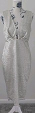Women's Renn Bodycon Silver Dressy Dress~Size XL~Plunge Neckline~NWT~SEXY!