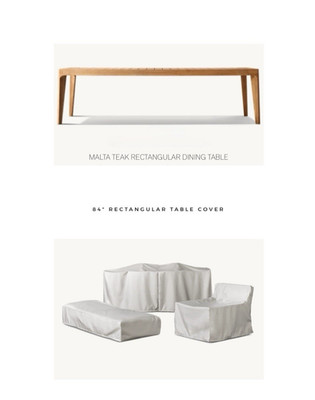 RH Restoration Hardware Malta 84  Rectangular Dining TABLE Cover Grey