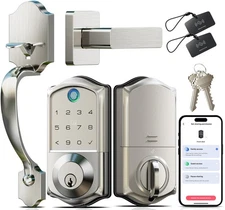 VE017-H Fingerprint Smart Front Door Lock Set, App Control, Keyless Entry Dea...