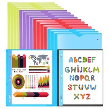 Double-Side Prong Folders with Clear Front Pocket 16 Pack, Heavy Duty 3 Prong...