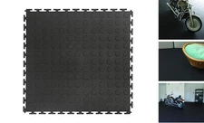  Garage Floor 18 x 18 inch Square Rubber Interlocking 16 Pack Black Raised Coin