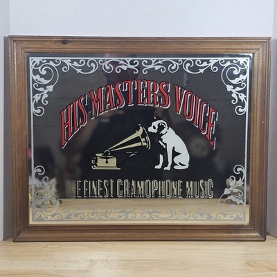 Vintage His Masters Voice The Finest Gramophone Music Framed Mirror 20'' x 18''