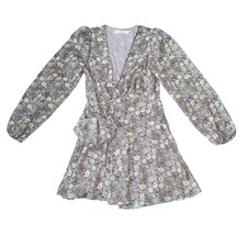 ASTR the label Floral Mini Faux Wrap Dress in Lavender Multi Size Medium