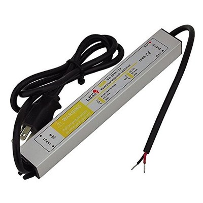 LEDwholesalers 12 Volt DC Waterpoof LED Power Suppply Driver Transformer with...