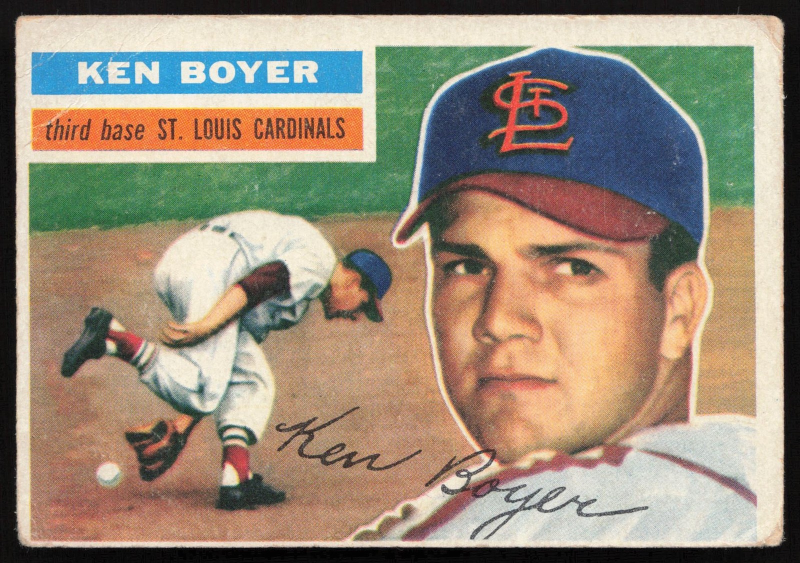 1956 Topps #14b Ken Boyer Gray Back